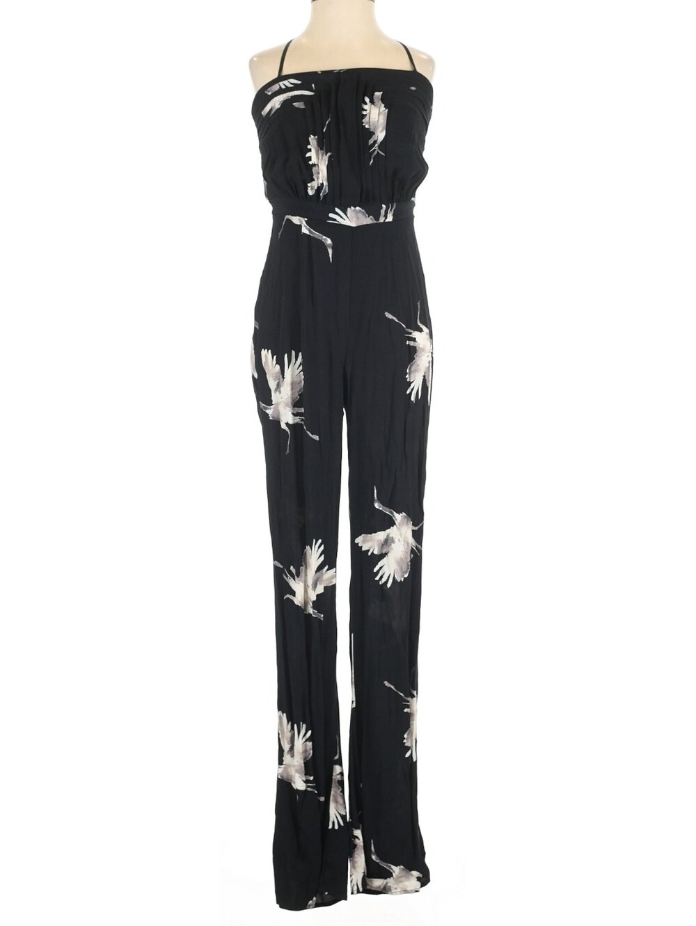 Kimchi Blue Urban Outfitters Black Crane Print Cutout Wide Leg Jumpsuit XS - Picture 3 of 6